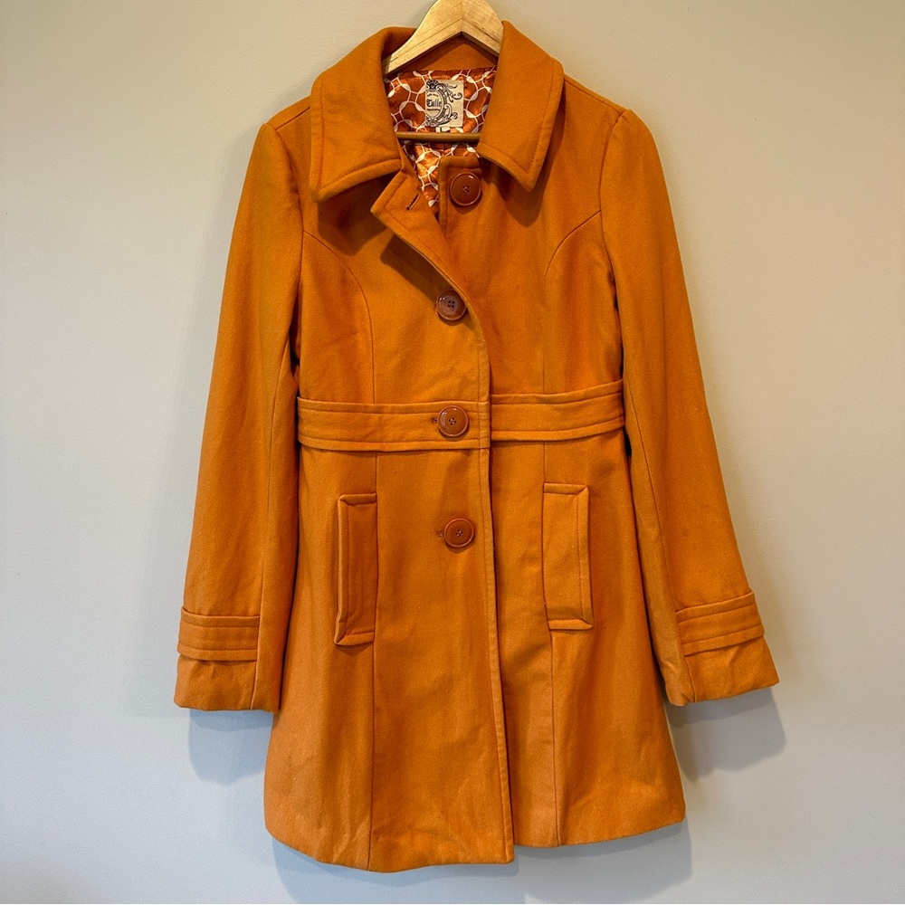 Tulle brand orange peacoat size Large